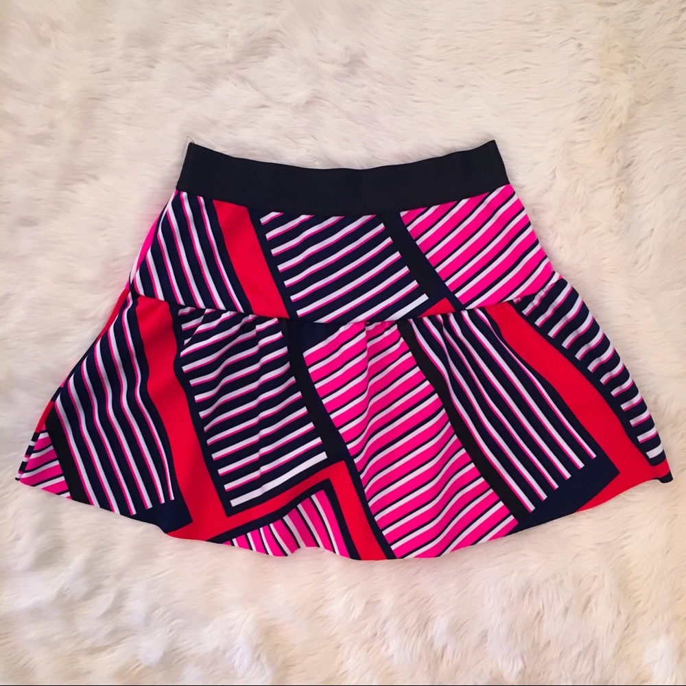 Express Colorblock Pattern Flare Highwaisted Skirt - image 1